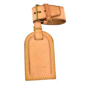 LOUIS VUITTON Tan Leather Luggage Tag & Keepall rq